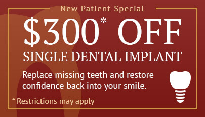 New patient special for 300 dollars off a single dental implant