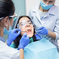 Woman having a dental procedure